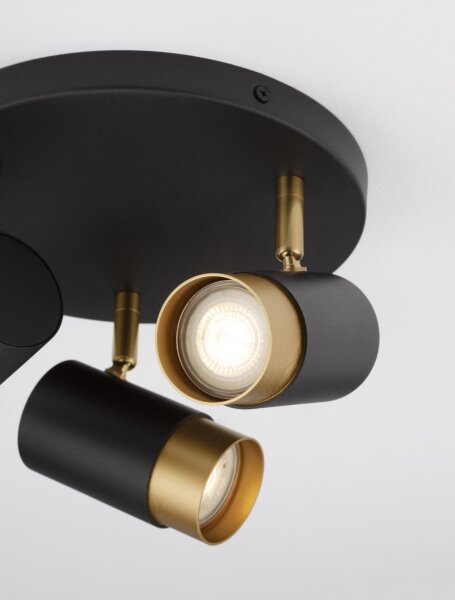 Spotleuchte Retro in Schwarz Gold Ø 22 cm GU10 schwenkbar