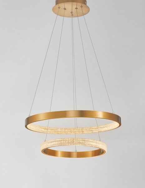 LED Kronleuchter in Antik Gold Ø 60 cm dimmbar Ring warmweiß