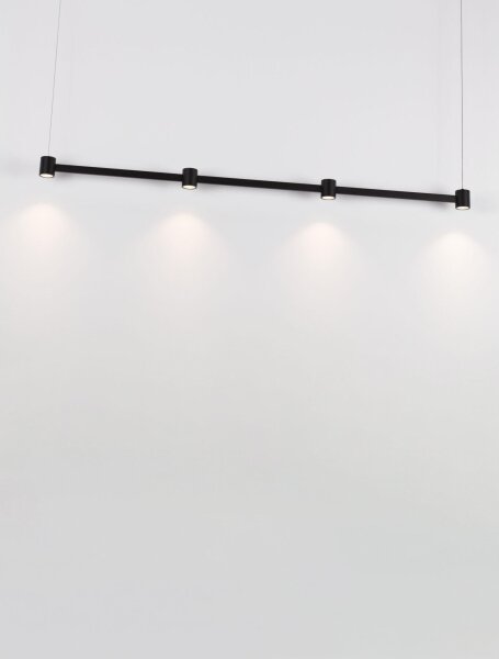 LED Pendelleuchte 118 cm lang Schwarz dimmbar 4 flammig