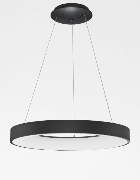 LED Hängeleuchte Schwarz Ø 60 cm dimmbar Ring warmweiß