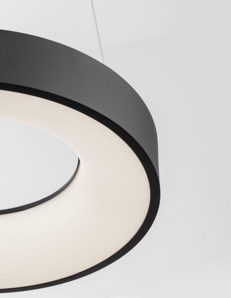 LED Hängelampe Ø 38 cm dimmbar Schwarz höhenverstellbar Ring