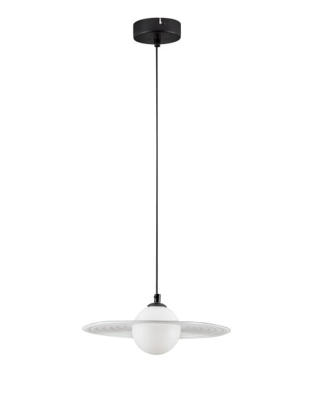 Hängelampe Schwarz Weiß Ø 30 cm G9 rund PIERCE Aluminium