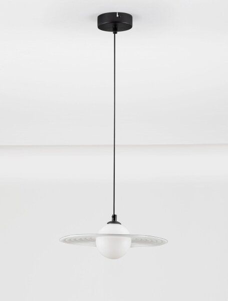 Hängelampe Schwarz Weiß Ø 30 cm G9 rund PIERCE Aluminium