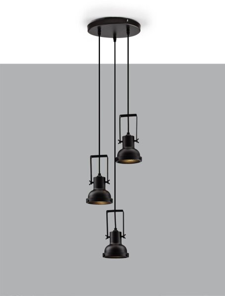Hängeleuchte Schwarz 24 cm breit E14 höhenverstellbar Retro