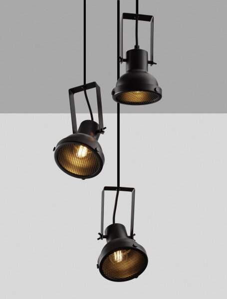 Hängeleuchte Schwarz 24 cm breit E14 höhenverstellbar Retro