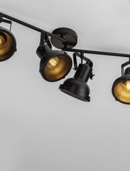 Deckenlampe Schwarz 67 cm lang GU10 schwenkbar Retro Metall
