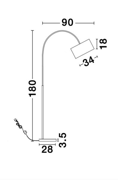 Bogenlampe E27 180 cm Weiß schwenkbar Stoffschirm QUINCY