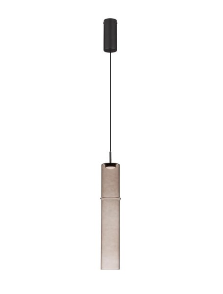 LED Hängelampe Schwarz Mokka Ø 9 cm Rauchglas schmal Modern
