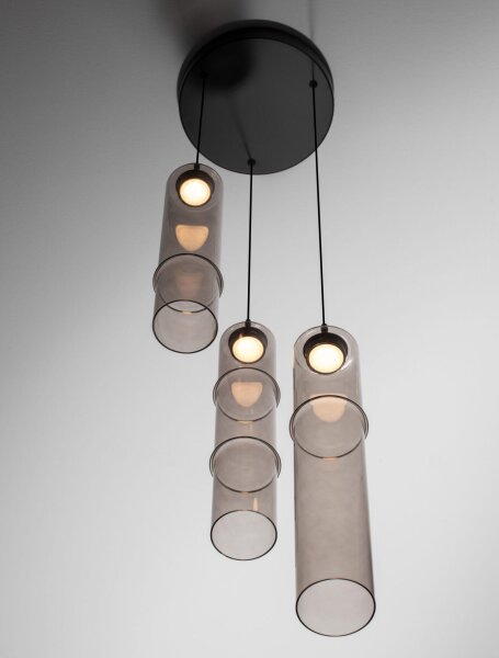 LED Hängeleuchte Schwarz Mokka 29 cm breit höhenverstellbar