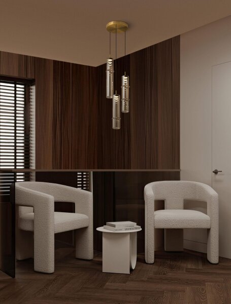 LED Pendelleuchte Rauchglas in Gold Cognac 29 cm breit