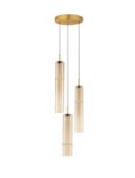LED Pendelleuchte Rauchglas in Gold Cognac 29 cm breit