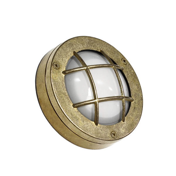 Messing Wandlampe rund IP64 Maritim Außenbereich