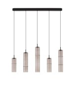 LED H&auml;ngeleuchte dimmbar Mokka Schwarz 94 cm lang Rauchglas