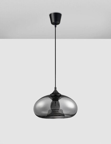 Pendelleuchte E27 Ø 28 cm Schwarz höhenverstellbar Retro