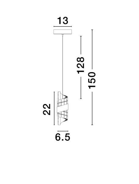 LED Pendelleuchte schmal Ø 6,5 cm in Schwarz Gold warmweiß