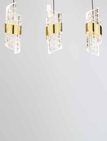 LED Hängelampe in Schwarz Gold 82 cm lang 5 flammig warmweiß