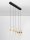 LED Hängelampe in Schwarz Gold 82 cm lang 5 flammig warmweiß