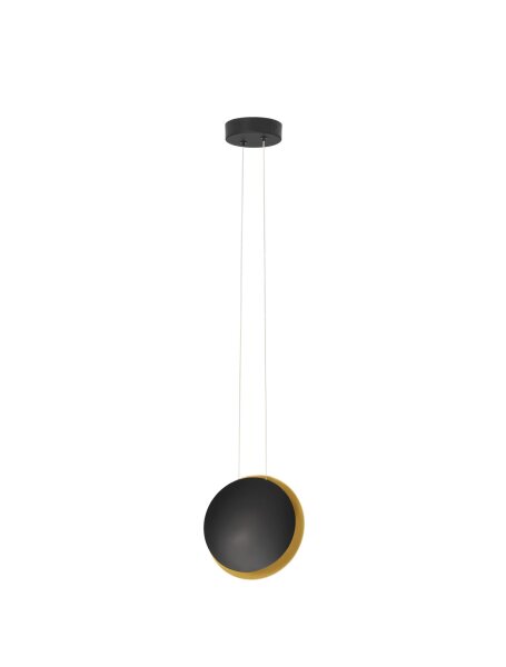 LED Hängelampe in Schwarz Gold Ø 20 cm rund warmweiß Modern