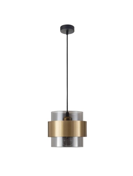 Pendelleuchte E27 Schwarz in Grau Gold Ø 18 cm rund REESE
