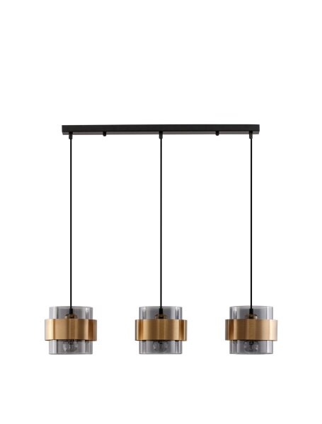Hängelampe E27 82 cm lang in Schwarz Grau Gold 3 flammig