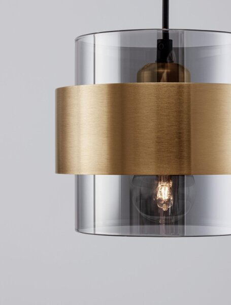 Hängeleuchte in Schwarz Grau Gold 45 cm breit E27 3 flammig