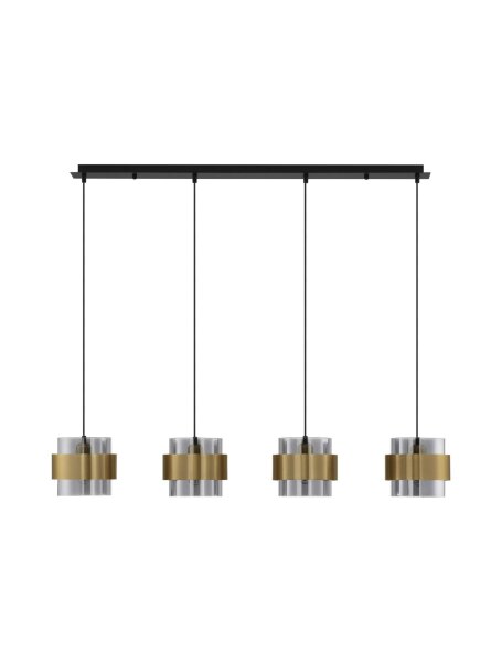 Pendelleuchte 110 cm lang E27 in Schwarz Grau Gold 4 flammig