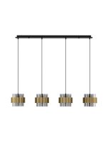 Pendelleuchte 110 cm lang E27 in Schwarz Grau Gold 4 flammig