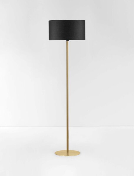 Stehlampe Stoffschirm in Schwarz Gold E27 165 cm Fußschalter