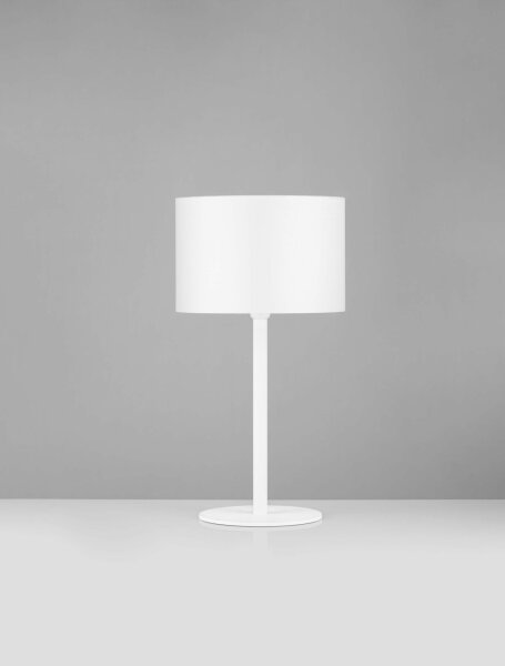 Tischlampe Weiß Stoffschirm E27 58 cm Kabelschalter Modern