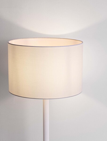 Tischlampe Weiß Stoffschirm E27 58 cm Kabelschalter Modern