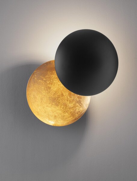 LED Wandlampe 20 cm breit in Gold Schwarz warmweiß RILEY