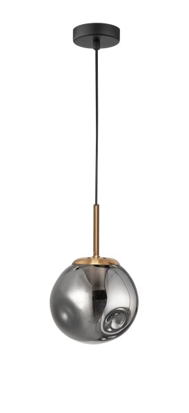 Pendelleuchte E27 Ø 15 cm Schwarz in Grau Gold Retro