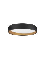 LED Deckenlampe rund &Oslash; 45 cm Schwarz Natur dimmbar Holz