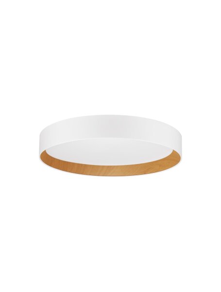 LED Deckenleuchte Weiß Natur Ø 45 cm dimmbar Holz rund flach