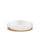 LED Deckenleuchte Holz Wei&szlig; Natur &Oslash; 35 cm dimmbar flach