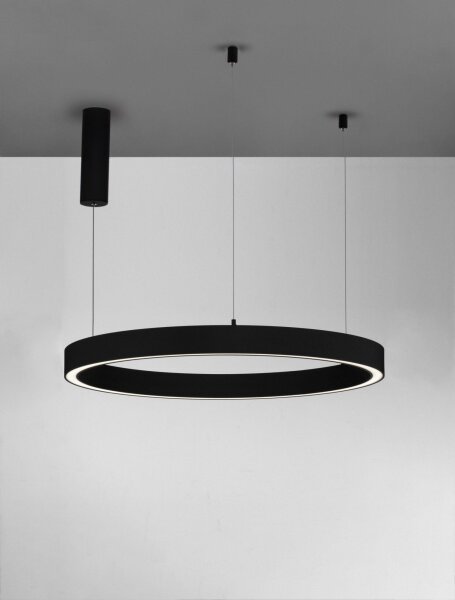 LED Hängeleuchte Schwarz Ø 80 cm dimmbar Ring warmweiß