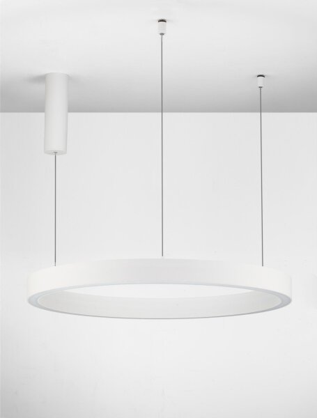 Runder LED Kronleuchter Ø 80 cm Weiß dimmbar Ring warmweiß