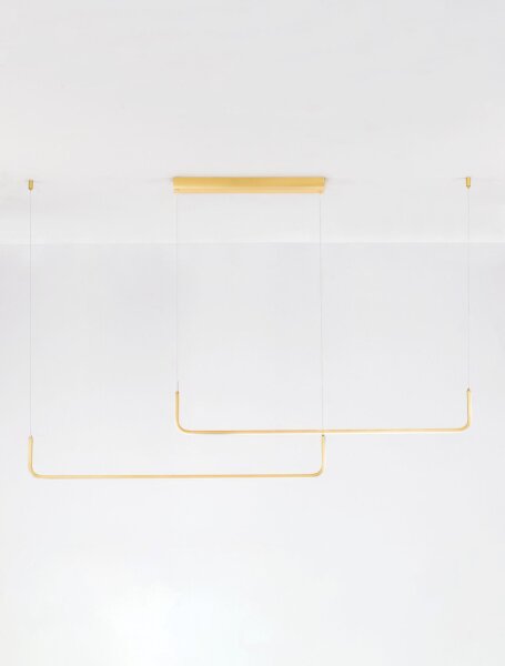 LED Hängelampe in Gold 150 cm lang dimmbar 2 flammig RONAN