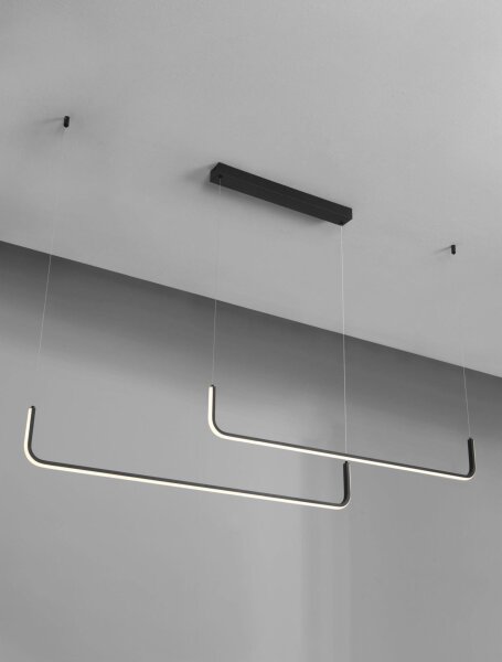LED Hängeleuchte Schwarz 150 cm lang dimmbar 2 flammig RONAN