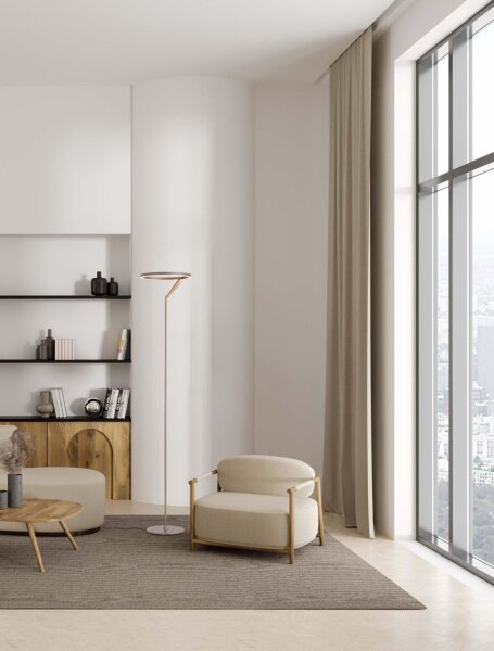 LED Stehlampe Up Down 168 cm Braun Touch Dimmer Wohnzimmer