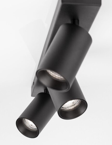 Deckenlampe Schwarz 55 cm lang GU10 schwenkbar 3 flammig