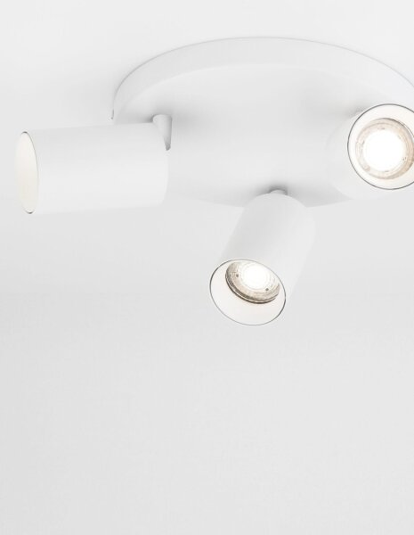 Deckenlampe Weiß Ø 22 cm GU10 schwenkbar 3 flammig Aluminium
