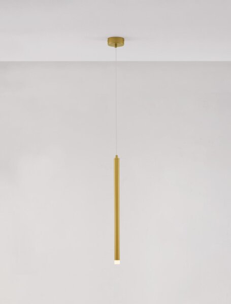 LED Hängeleuchte in Gold gebürstet Ø 2,5 cm höhenverstellbar
