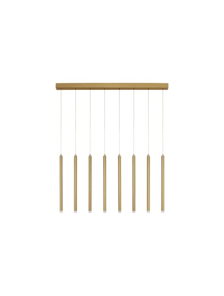 LED Pendelleuchte in Gold gebürstet 100 cm lang 8 flammig