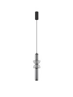 LED H&auml;ngelampe Schwarz &Oslash; 12 cm dimmbar Rauchglas schmal