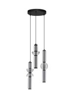 LED Pendelleuchte Rauchglas Schwarz 38 cm breit dimmbar