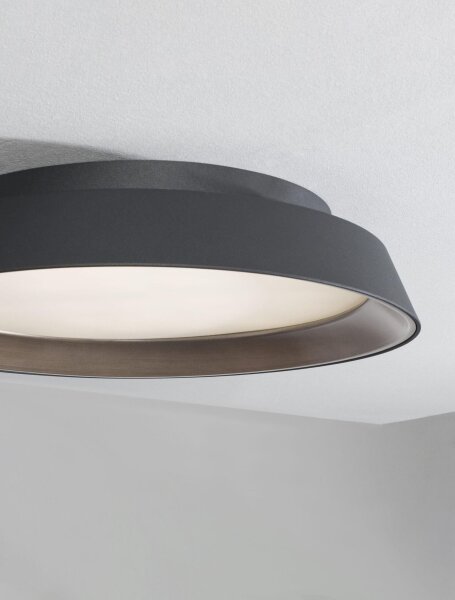 LED Deckenlampe rund Ø 45 cm Schwarz Braun dimmbar warmweiß