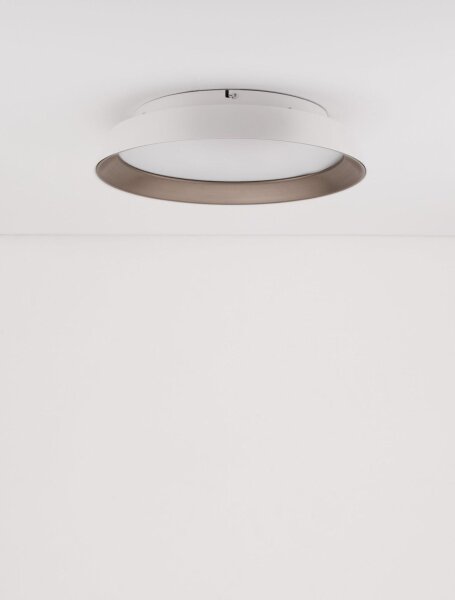 LED Deckenleuchte Weiß Braun Ø 45 cm dimmbar rund warmweiß