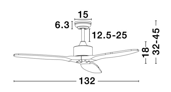 LED Deckenlampe mit Ventilator Schwarz Braun Ø 132 cm Modern