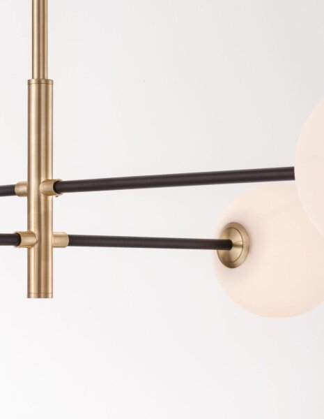 Pendelleuchte rund G9 103 x 85 cm in Gold Weiß Schwarz Kugel